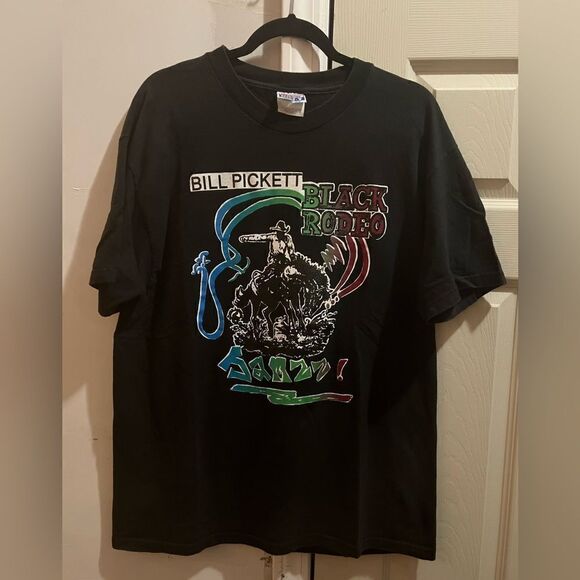 Vintage Bill Pickett Black Rodeo T-Shirt - Picture 1 of 6